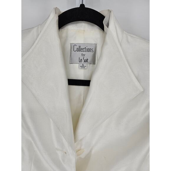 Collections for Le Suit Women's White Long Sleeve Tri Button Front Jacket Size 6 - Picture 3 of 4